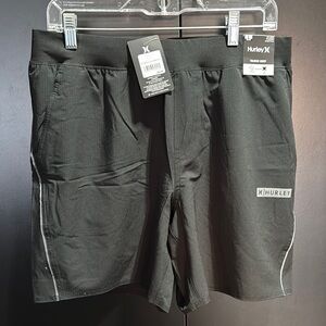Hurley Training Shorts, hip pockets,elastic waist drawcord,boot camp block logo